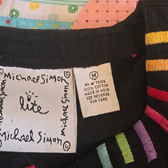 Michael Simon Colorful Embroidered Black Cardigan - Picture 6 of 6